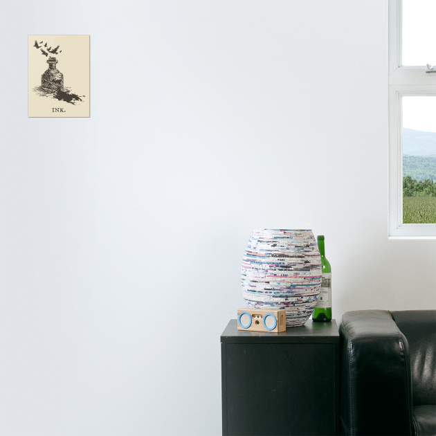 Vintage Inkwell Illustration for Writers and Poets by TuncGK